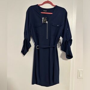 Navy Express Shift Dress with Belt